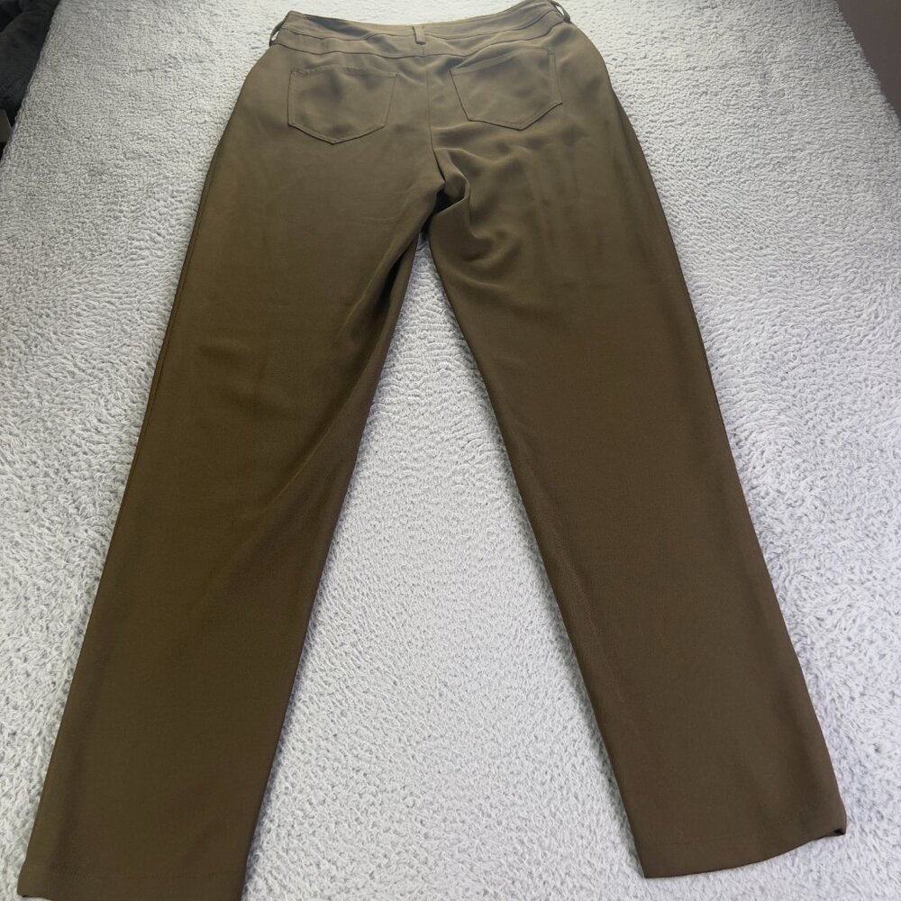 NWT Linda Allard Ellen Tracy Pants Women 8 Green Straight Business Casual Travel - Picture 2 of 9